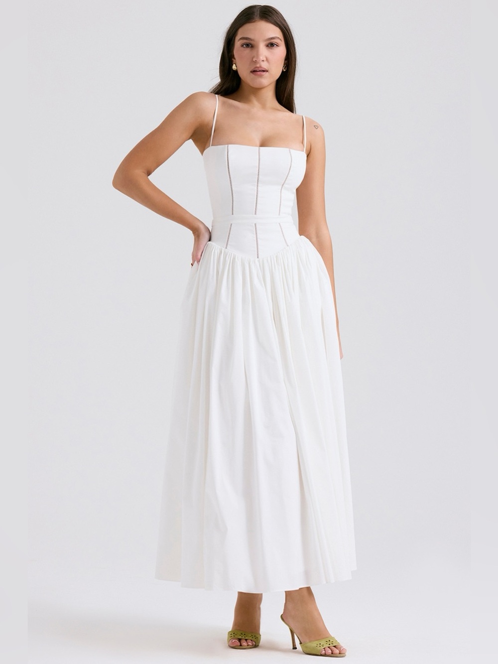 House of CB YSABELLA White Cotton Maxi Sundress, Size Medium, $299 - Picture 4 of 15